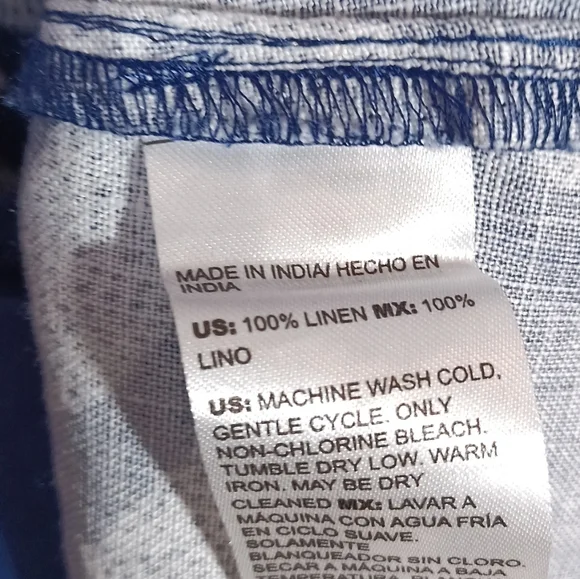 Chico’s Linen Leaf Print Popover Shirt Dress size 3 XL 16 Blue - Picture 6 of 9